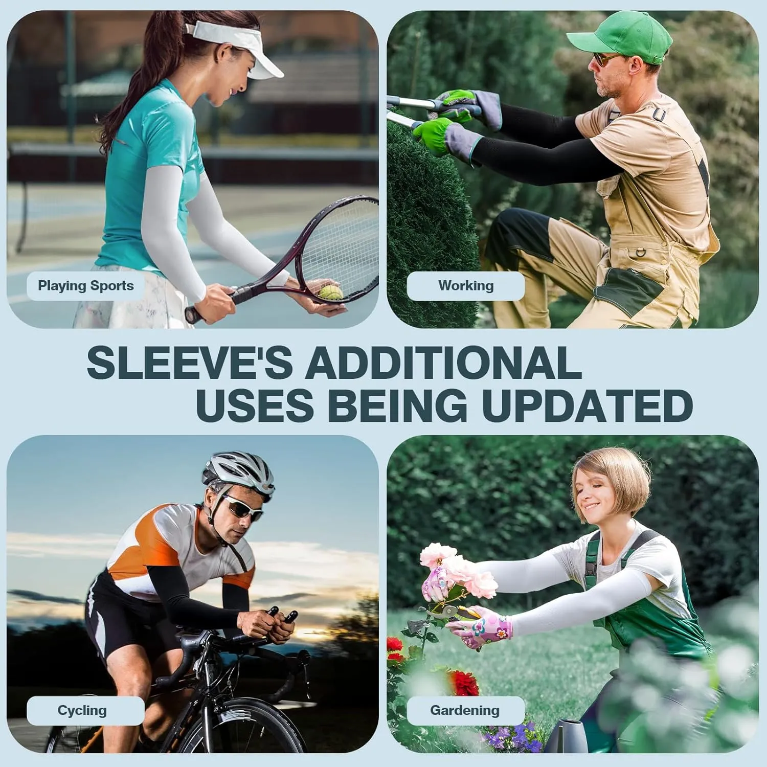 2 Pairs UV Protection Cooling Arm Sleeves Compression Sun Sleeves for Men Women Youth, Tattoo Cover Up, UPF 50