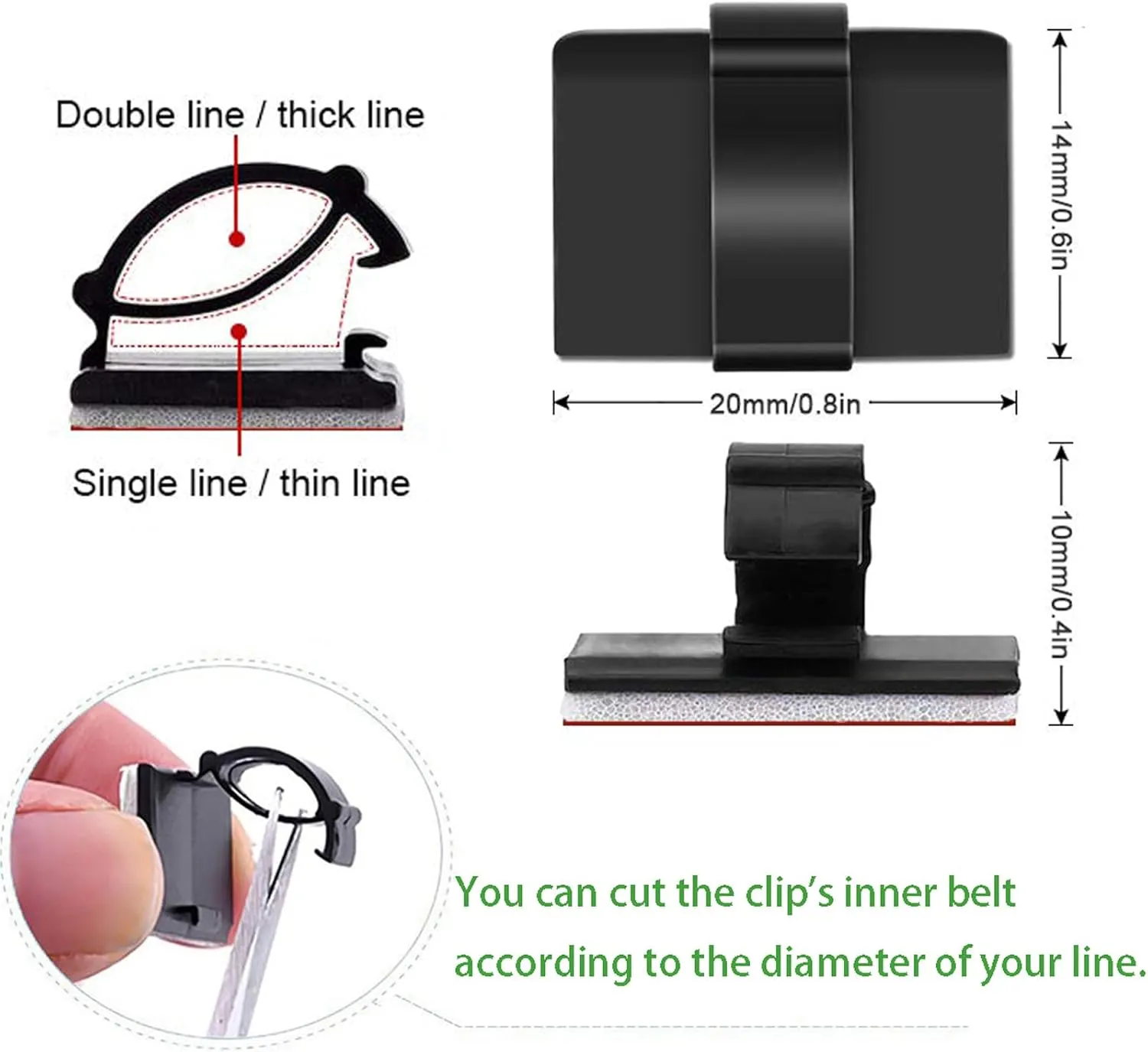 3M Cable Clips Self Adhesive Cord Organizer, Wire Holder Clamp Management Sticky for Desk Car Dash Cam Tables Wall, Black 30pcs