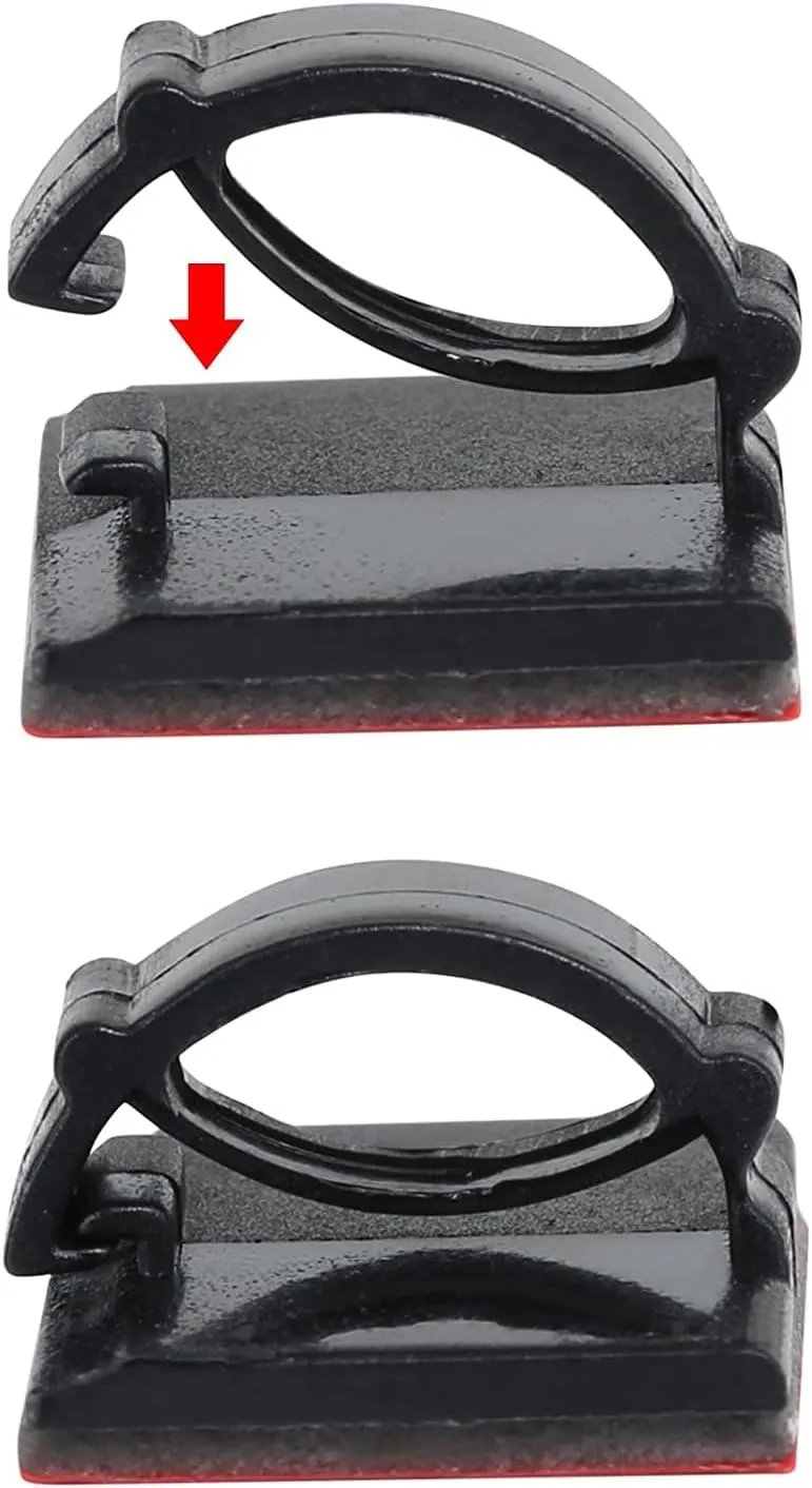 3M Cable Clips Self Adhesive Cord Organizer, Wire Holder Clamp Management Sticky for Desk Car Dash Cam Tables Wall, Black 30pcs