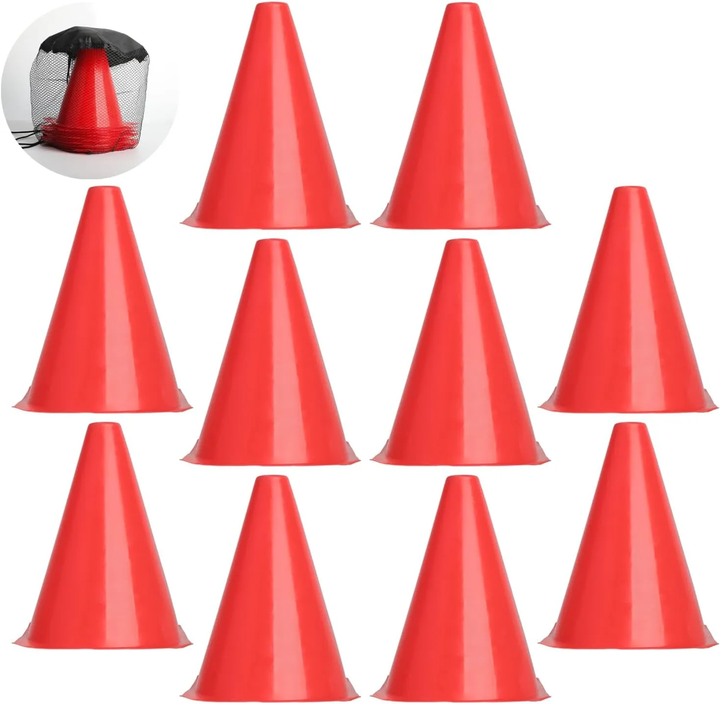 7 Inch Cones Sports, 10 PCS Soccer Cones, Marker Cones for Basketball Football Sports Agility Training, and Multi-Sport Activities, Ideal for Sports Training, Games, and Kid's Home Fitnes