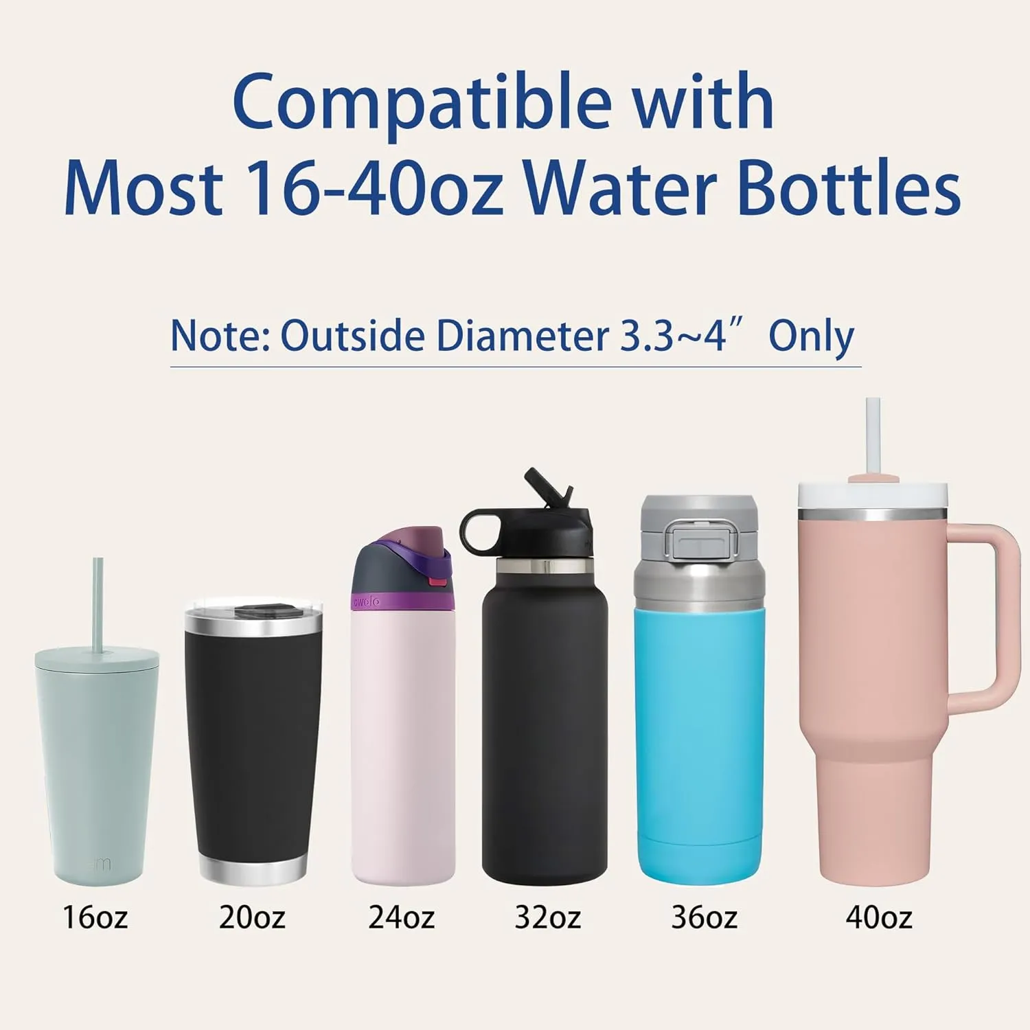 Adjustable Water Bottle Holder with Strap 30-59", Compatible with Stanley 40/30/20oz Tumbler, Owala, Hydroflask and YETI, Water Bottle Carrier for Outdoor Gym Travel, Cup Accessories, Unicorn