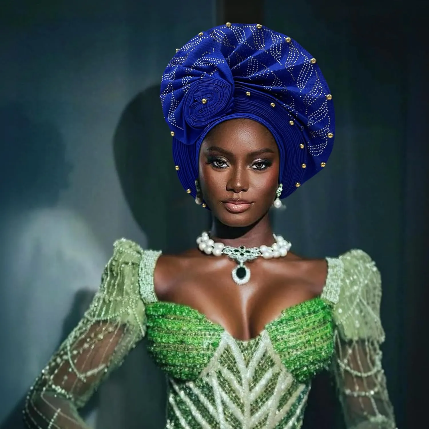 Auto Gele African Head Tie of Nigeria ASO Oke Headwraps Hat Turban Wedding Party Handmade Elegant Hair Wear Cap for Women