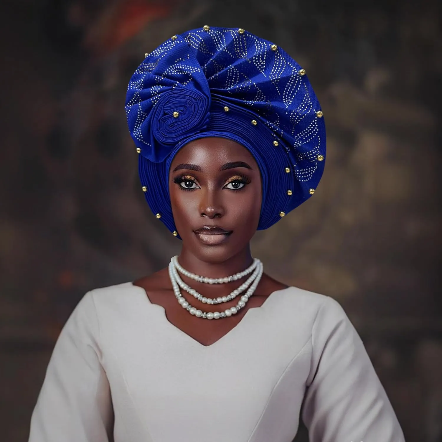 Auto Gele African Head Tie of Nigeria ASO Oke Headwraps Hat Turban Wedding Party Handmade Elegant Hair Wear Cap for Women
