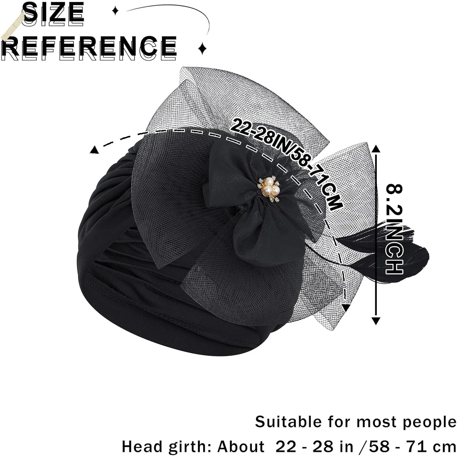 Bohend Flower Rhinestone Turbans Cap Pearl Knot Headwarp Beanie Pre Tied Head Cover Bonnet Pleated Headscarf Hat for Women