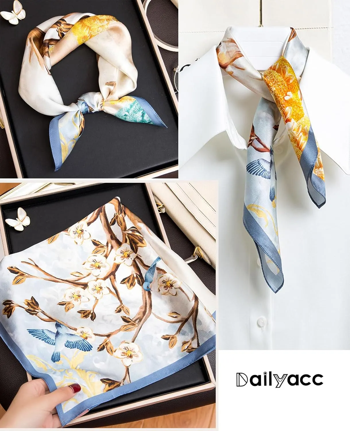 Dailyacc Hair Bandanas Scarf For Women Lightweight Fashion Neck Silk Satin Head Scarves For Sleeping Handbags Scarf