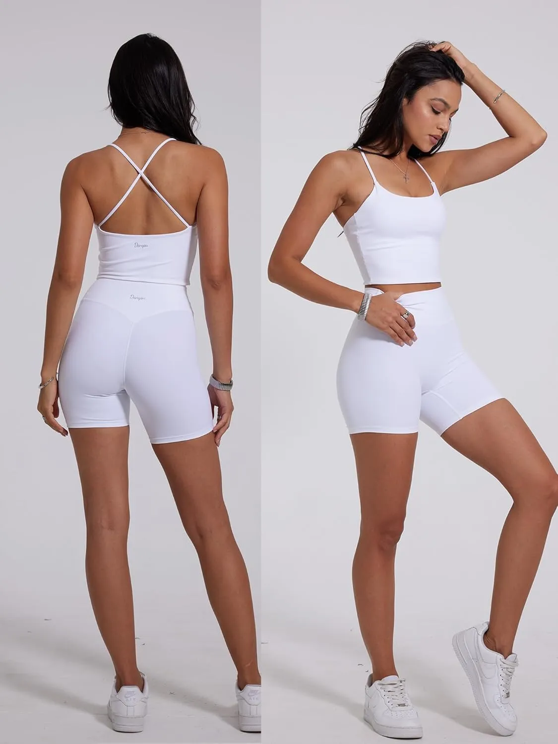 Danysu Sculpt Workout Tank Tops Women Backless Longline Sports Bras Strappy Padded Yoga Top