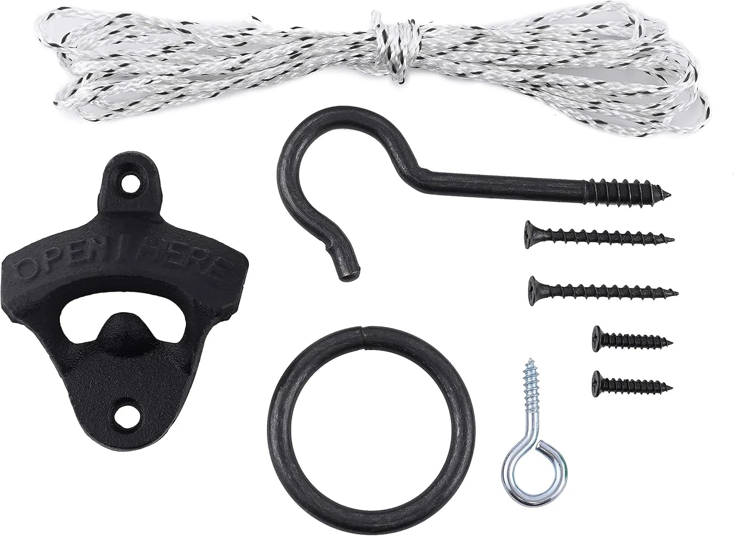 DIY Hook and Ring Game Hardware Set with Wall Mount Bottle Opener