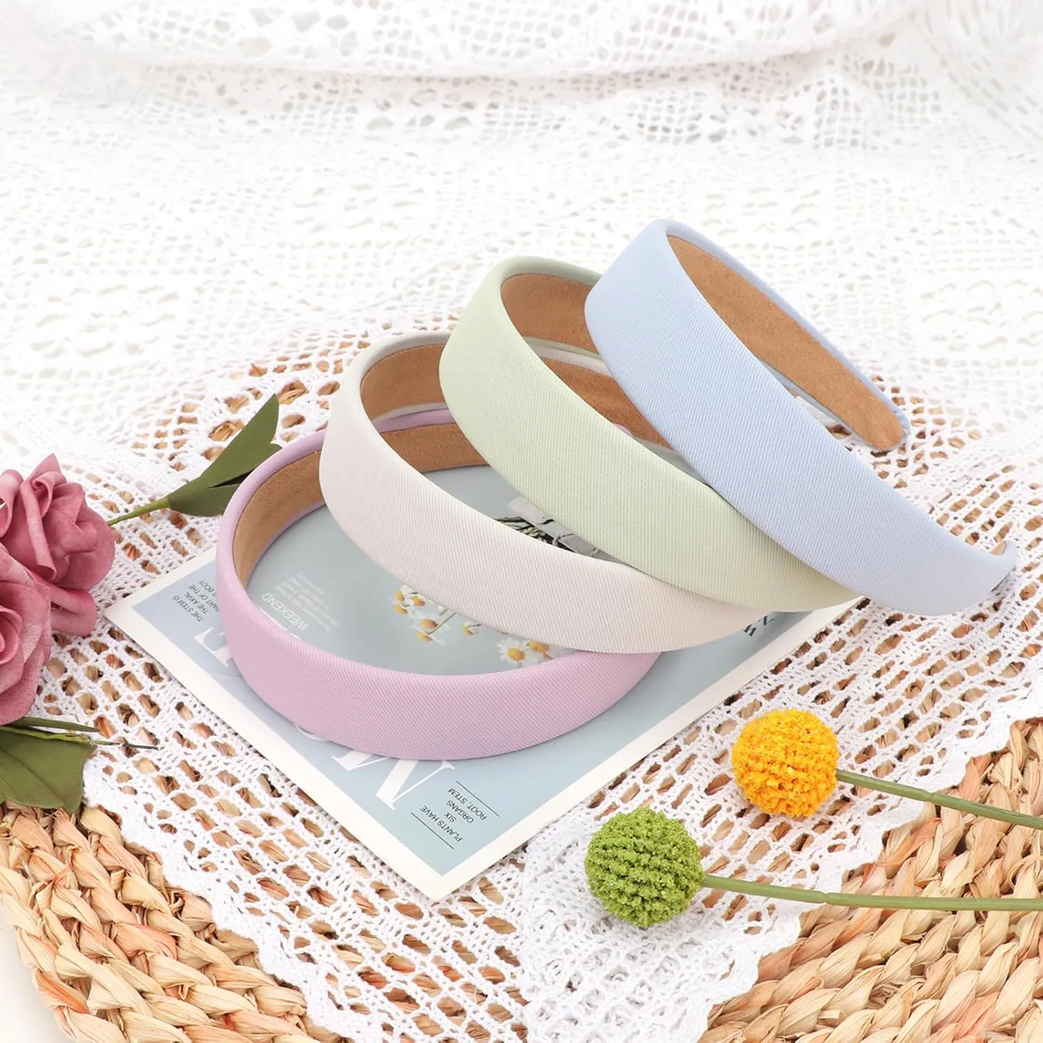 DRESHOW 4 Pcs Wide Headbands for Women Girls Turban Vintage Boho Head Bands Fashion Non Slip Head Wraps Hoop Hair Accessories