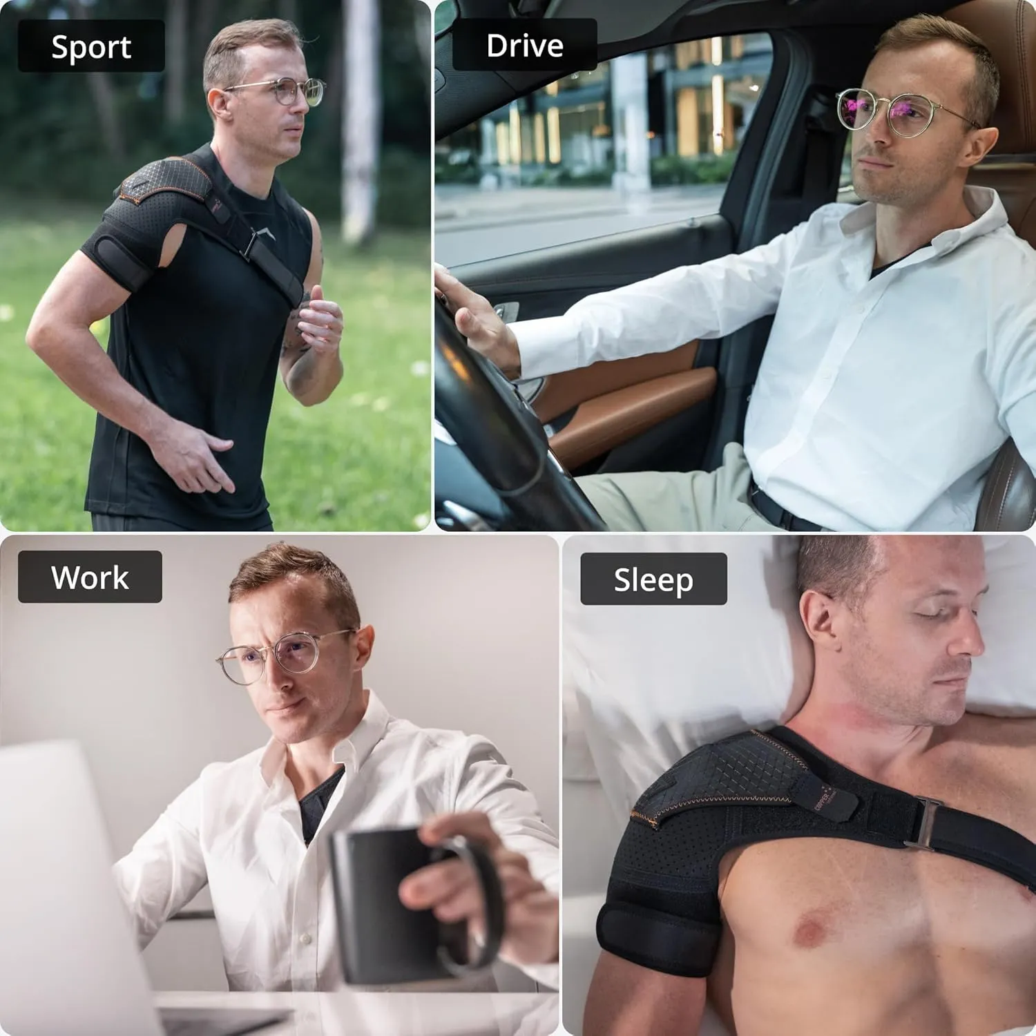 FIGHTECH Shoulder Brace for Torn Rotator Cuff for Men and Women - Support & Pain Relief (Copper Black, Large/X-Large)