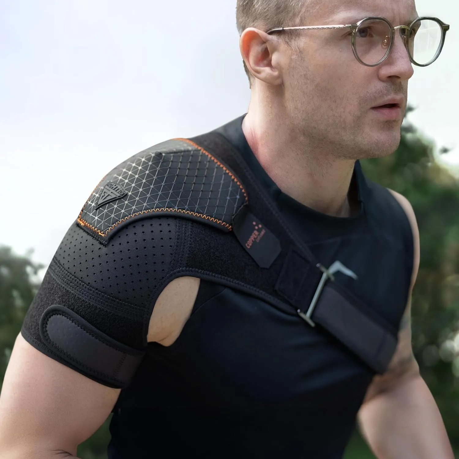 FIGHTECH Shoulder Brace for Torn Rotator Cuff for Men and Women - Support & Pain Relief (Copper Black, Large/X-Large)