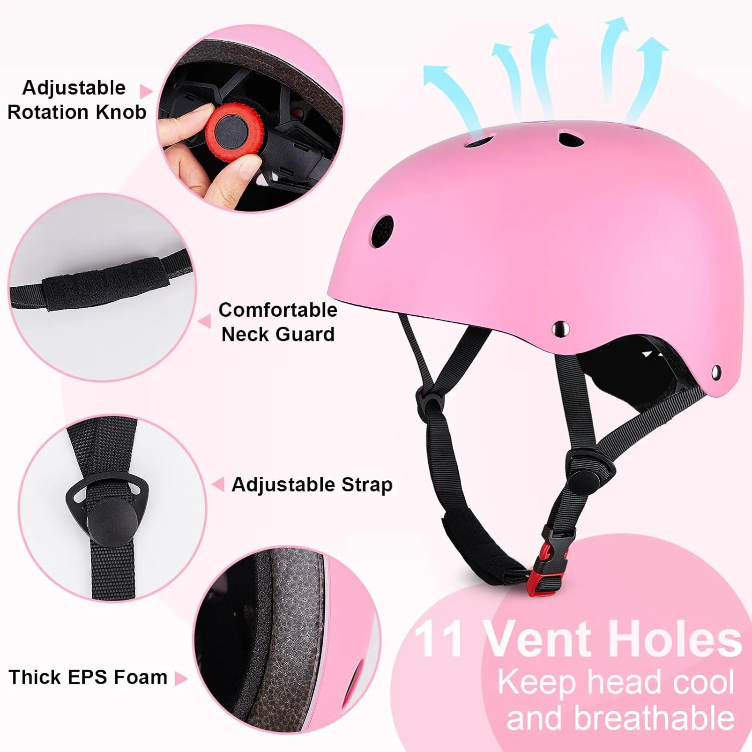 FIODAY Kids Bike Helmet Knee Pads for Kids Adjustable Protective Gear with Knee and Elbow Pads Wrist Guards Toddler Helmet for Boys Girls Skateboard Inline Skating Scooter, 3-5-8-13 Years