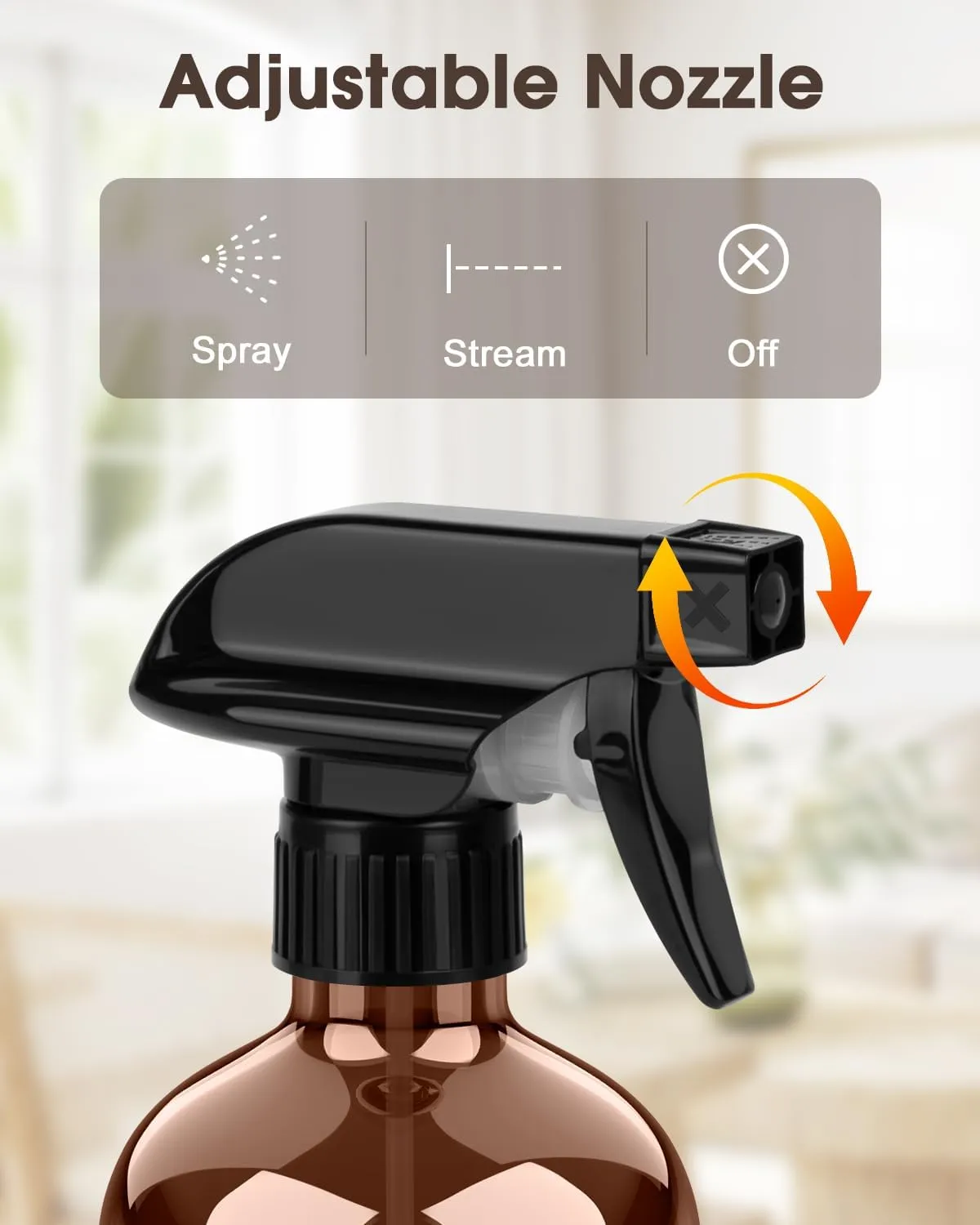 Glass Spray Bottle with Silicone Sleeve Protection, Amber Glass Spray Bottle Set for Non-toxic Window Cleaner Aromatherapy Facial Hydration Watering Flowers Hair Care 2 Pack/16 oz (Black)