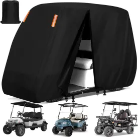 Golf Cart Cover 4-Seater,Waterproof Outdoor Golf Cart Covers 4 Passenger Extended Roof,Durable Weatherproof,Compatible with Club Car, EZGO, Yamaha, Cushman,Evolution,Kandi,Tomberlin 115Lx52Wx66H Inch