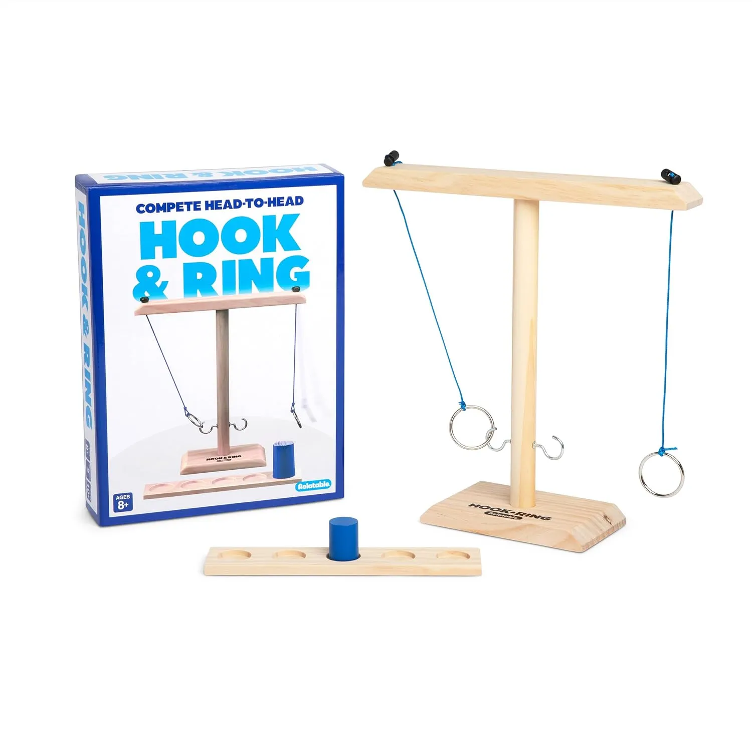 Hook & Ring Family by Relatable  Exciting Ring Toss Game for Family Gatherings, Fun 2 Player Game for Kids & Adults Ages 8 , Includes Gamebase, Scoreboard, Pawn & Instructions