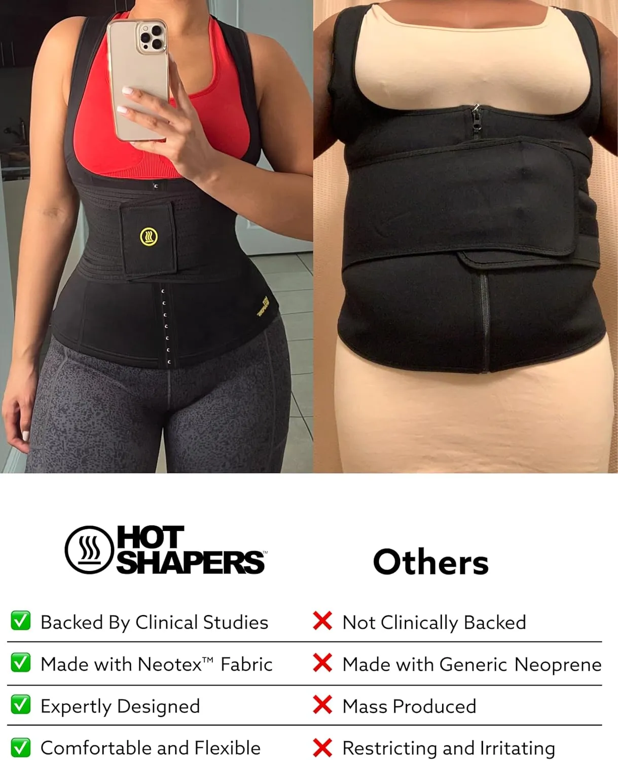 HOT SHAPERS Womens Hourglass Body Sculpting Kit - Waist Cincher & Waist Trainer with Sweat Fabric for Full-Body Contouring