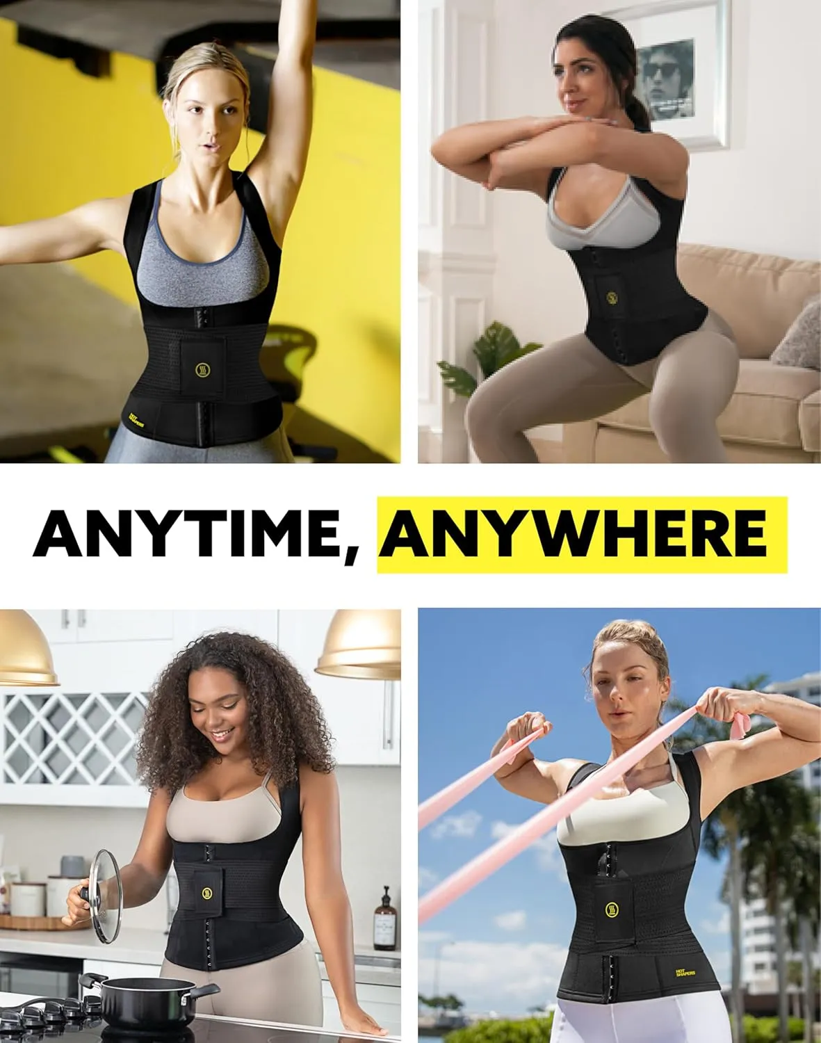 HOT SHAPERS Womens Hourglass Body Sculpting Kit - Waist Cincher & Waist Trainer with Sweat Fabric for Full-Body Contouring