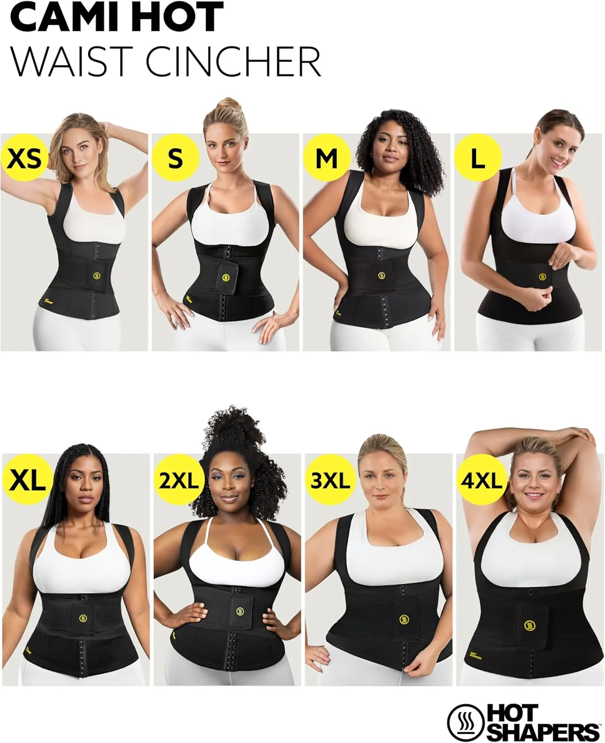 HOT SHAPERS Womens Hourglass Body Sculpting Kit - Waist Cincher & Waist Trainer with Sweat Fabric for Full-Body Contouring