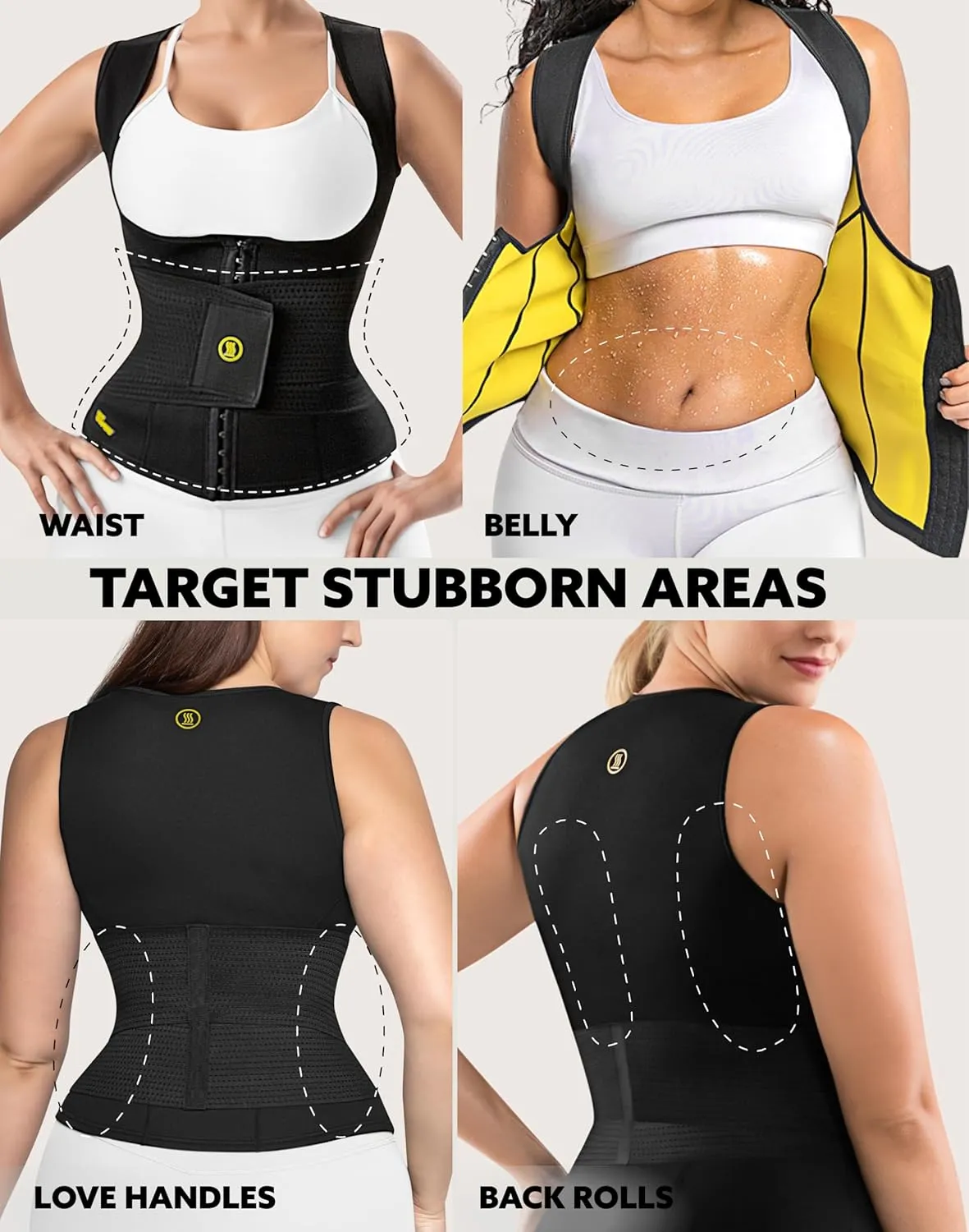 HOT SHAPERS Womens Hourglass Body Sculpting Kit - Waist Cincher & Waist Trainer with Sweat Fabric for Full-Body Contouring