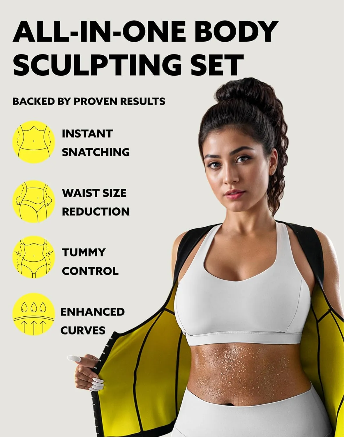 HOT SHAPERS Womens Hourglass Body Sculpting Kit - Waist Cincher & Waist Trainer with Sweat Fabric for Full-Body Contouring