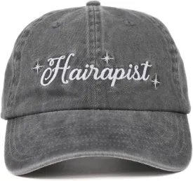 InnoBeta Hair Stylist Gifts Cap for Women, Female, Adjustable Embroidered Baseball Hat for Hairdresser, Hairstylist - Hairapist Grey