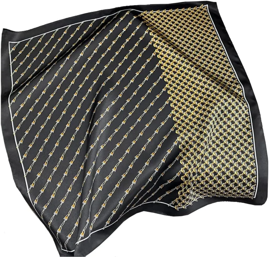 JERLA Women's Men's Small Square satin 100% Real Mulberry Silk Scarfs paisley Hair head face scarf 21" x 21"