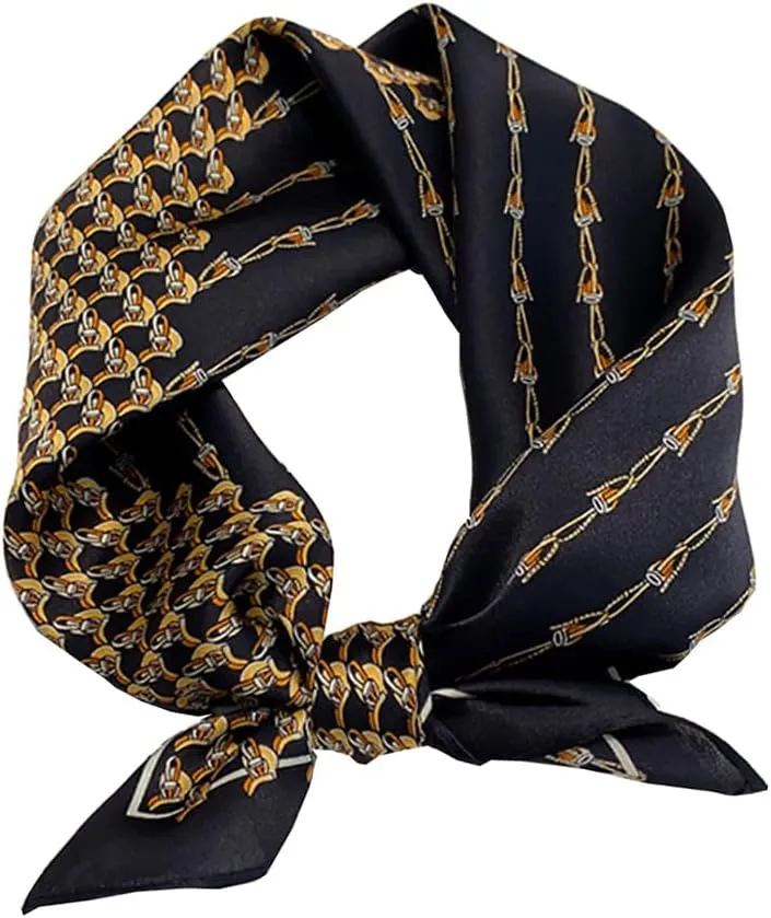JERLA Women's Men's Small Square satin 100% Real Mulberry Silk Scarfs paisley Hair head face scarf 21" x 21"