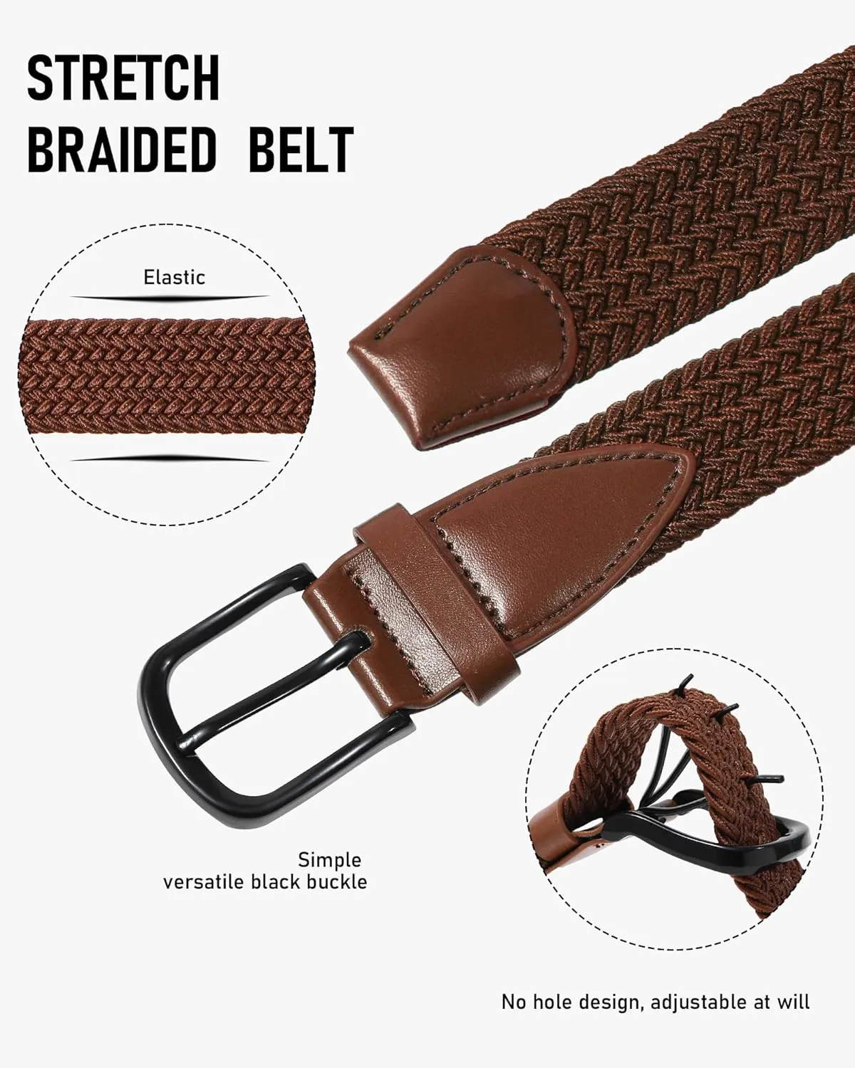 Kajeer Kids Belt for Boy, Stretch Braide Toddler Belt Pin Buckle Elastic Woven PU Golf Toddler Youth Belt for Casual