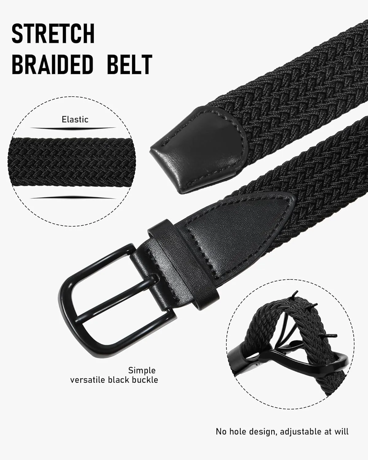 Kajeer Kids Belt for Boy, Stretch Braide Toddler Belt Pin Buckle Elastic Woven PU Golf Toddler Youth Belt for Casual