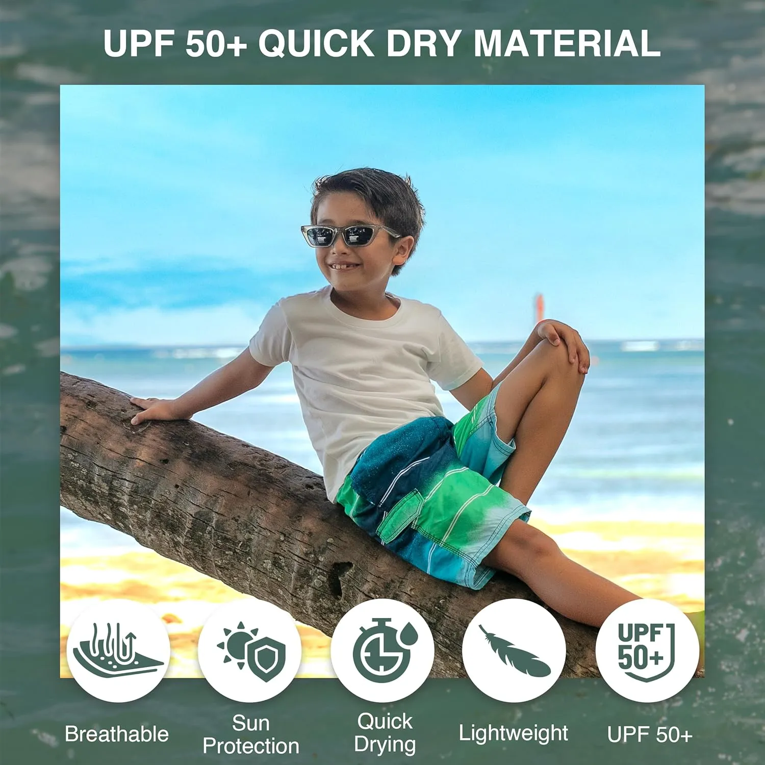 Kanu Surf Boys' Barracuda Quick Dry UPF 50  Beach Swim Trunk