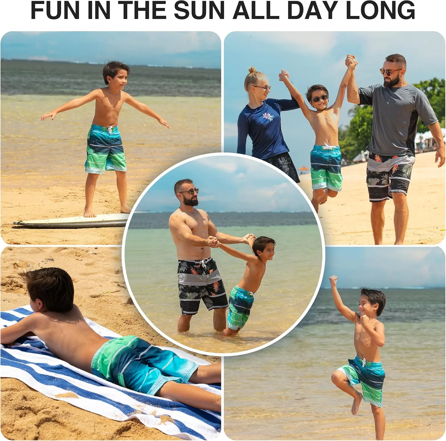 Kanu Surf Boys' Barracuda Quick Dry UPF 50  Beach Swim Trunk