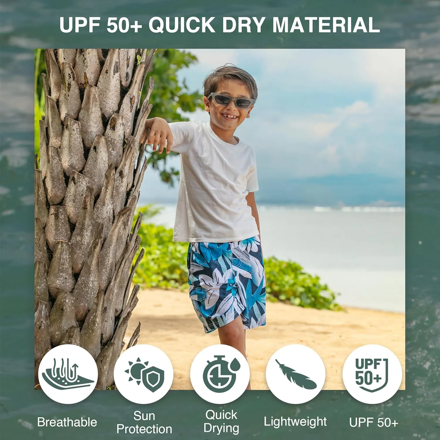 Kanu Surf Boys' Reflection Quick Dry UPF 50  Beach Swim Trunk
