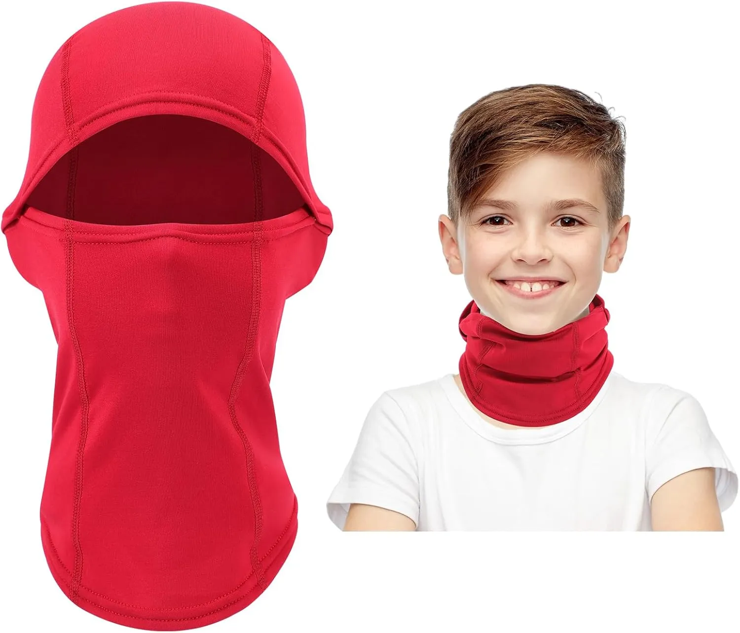 Kids Balaclava Ski Mask Scarf, Kids Fleece Gaiter Cold Weather Full Face Mask for Boys & Girls - Black