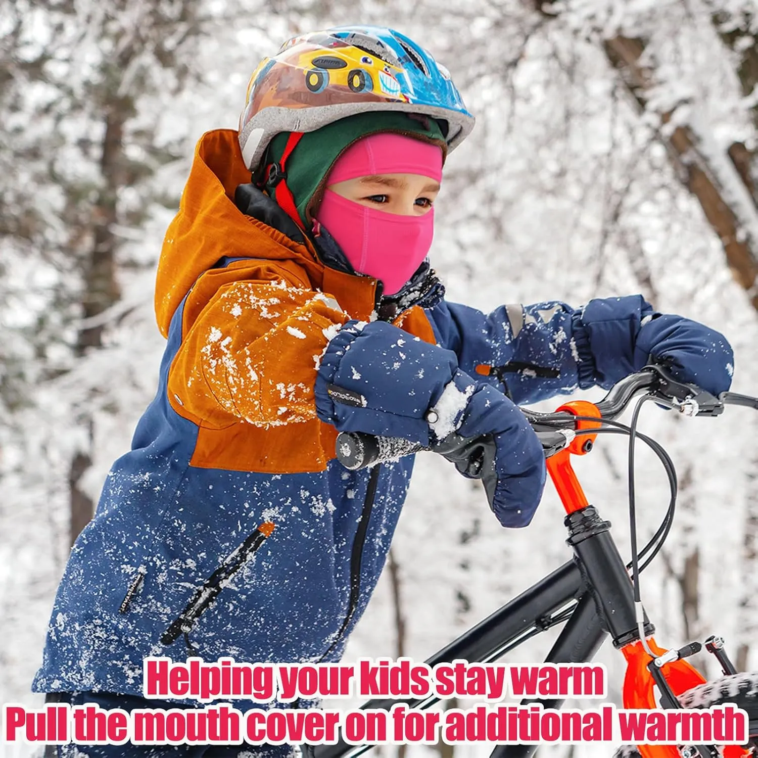 Kids Balaclava Ski Mask Scarf, Kids Fleece Gaiter Cold Weather Full Face Mask for Boys & Girls - Black