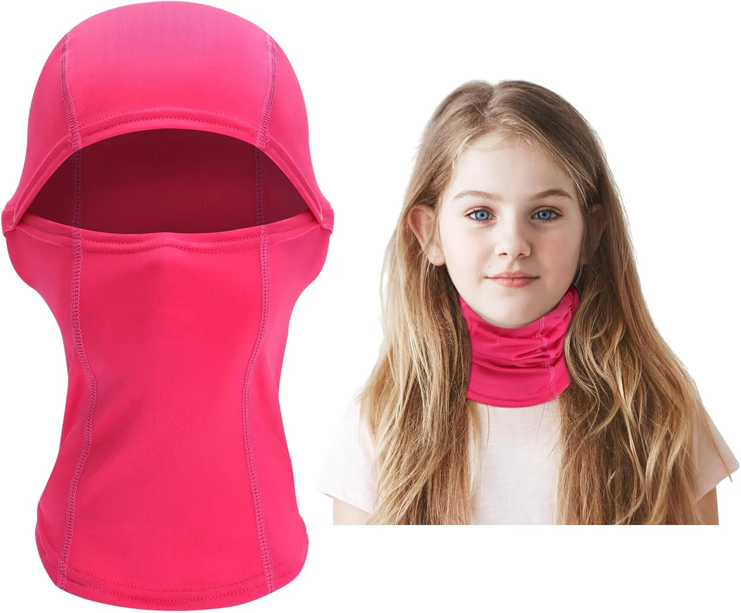 Kids Balaclava Ski Mask Scarf, Kids Fleece Gaiter Cold Weather Full Face Mask for Boys & Girls - Black