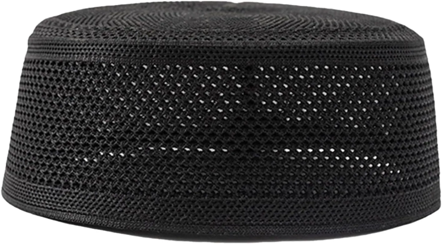Knitted Cotton Turban Hat for Men Breathable Kufi Prayer Hat Ramazan Hijabs Caps Arabian Skull Hat