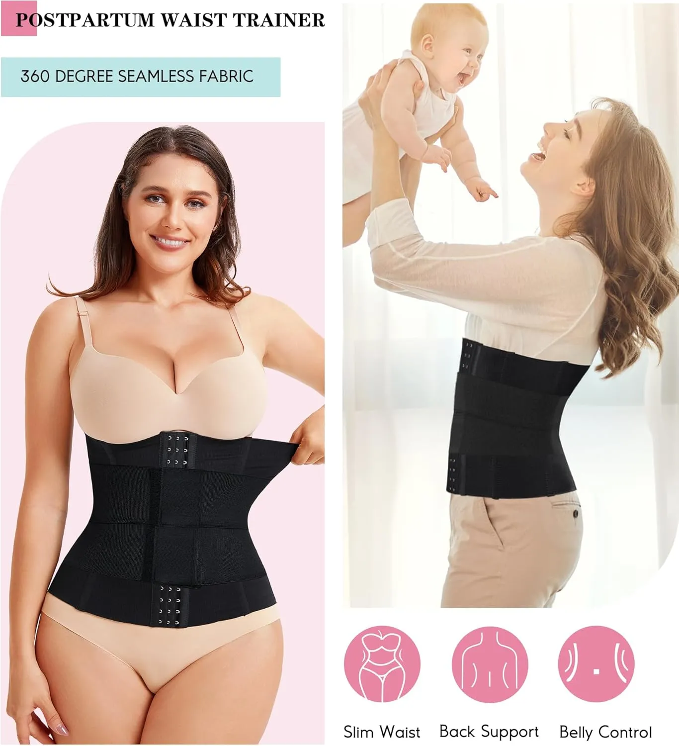 LODAY Waist Trainer Corset Shapewear Tummy Control Body Shaper Waist Cincher for Women Postpartum Belly Band Wrap