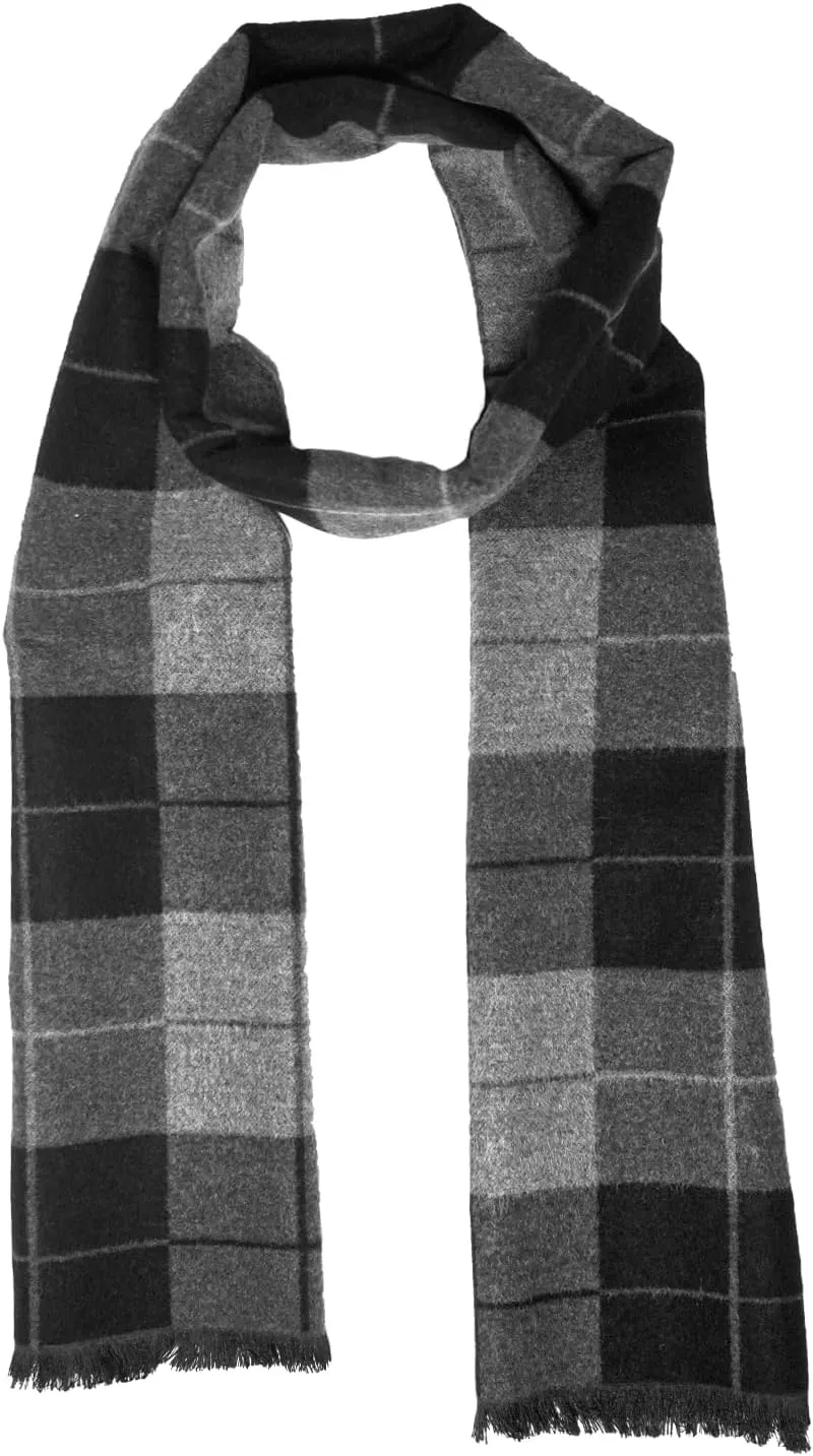Mens Cashmere Winter Scarf Soft Warm Wool Scarves Plaid Tassel Scarf for Men