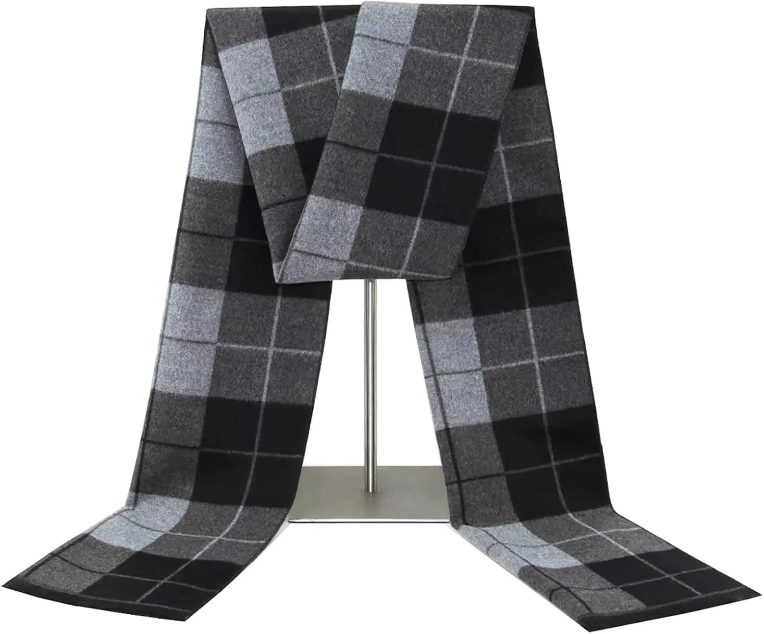 Mens Cashmere Winter Scarf Soft Warm Wool Scarves Plaid Tassel Scarf for Men