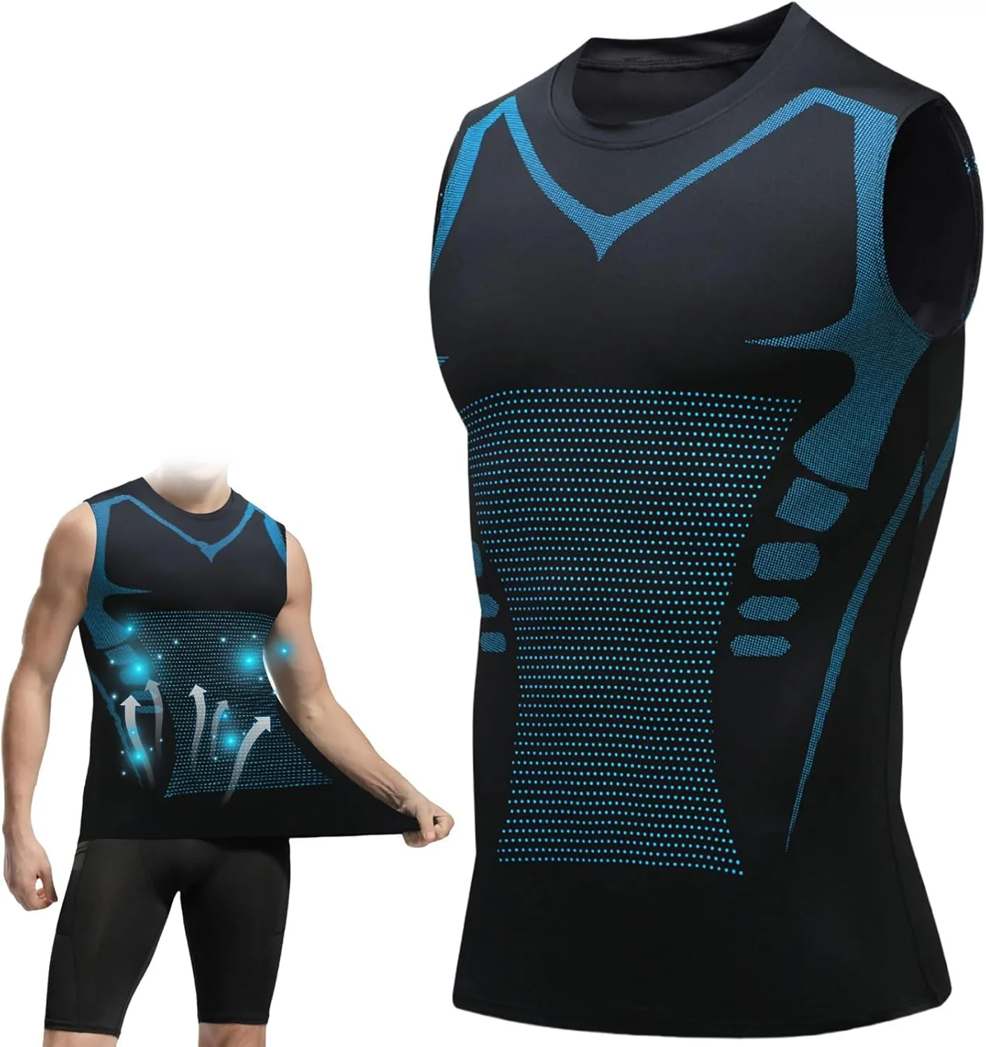 Mens Slimming Compression Shirt, Slimming Undershirt Shirts for Men Body Shaper Vest Shapewear Tummy Control
