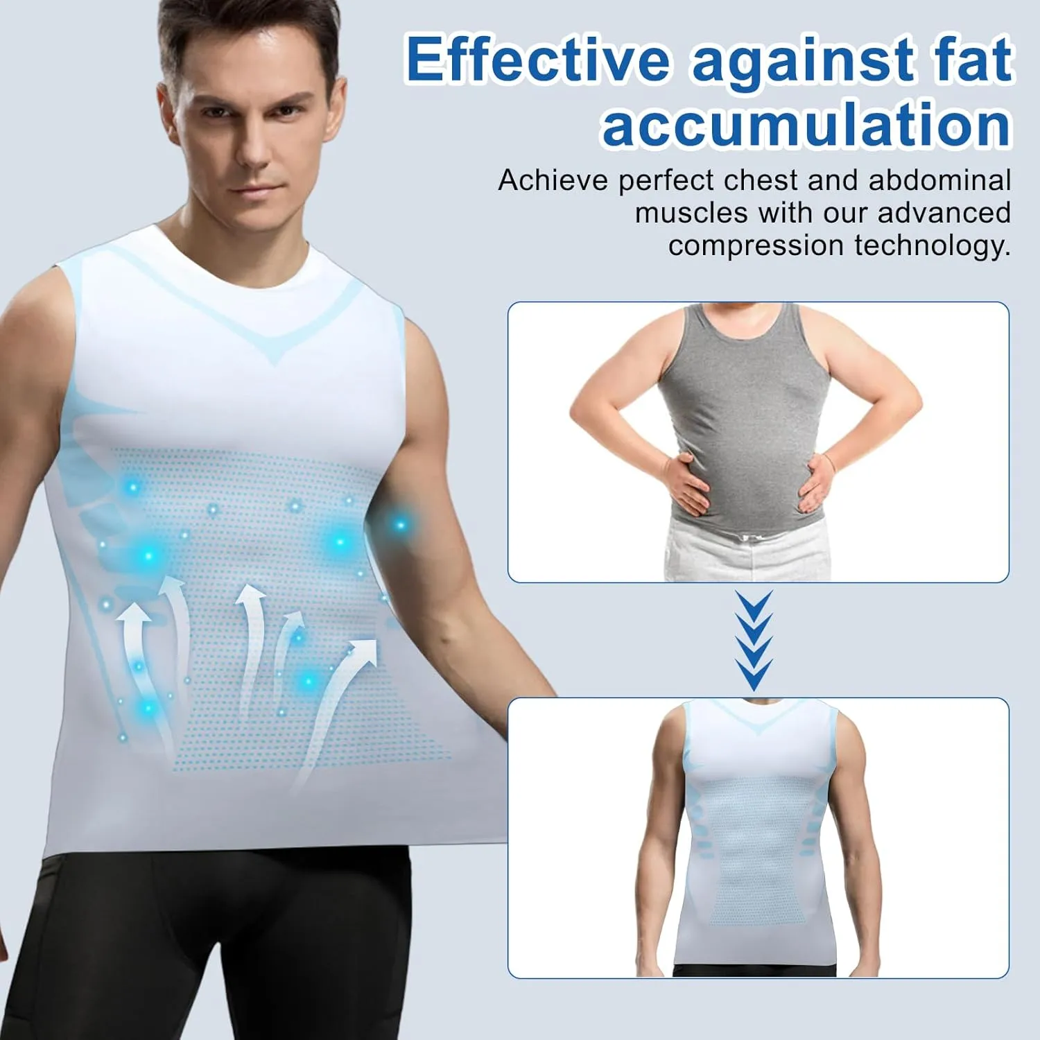 Mens Slimming Compression Shirt, Slimming Undershirt Shirts for Men Body Shaper Vest Shapewear Tummy Control