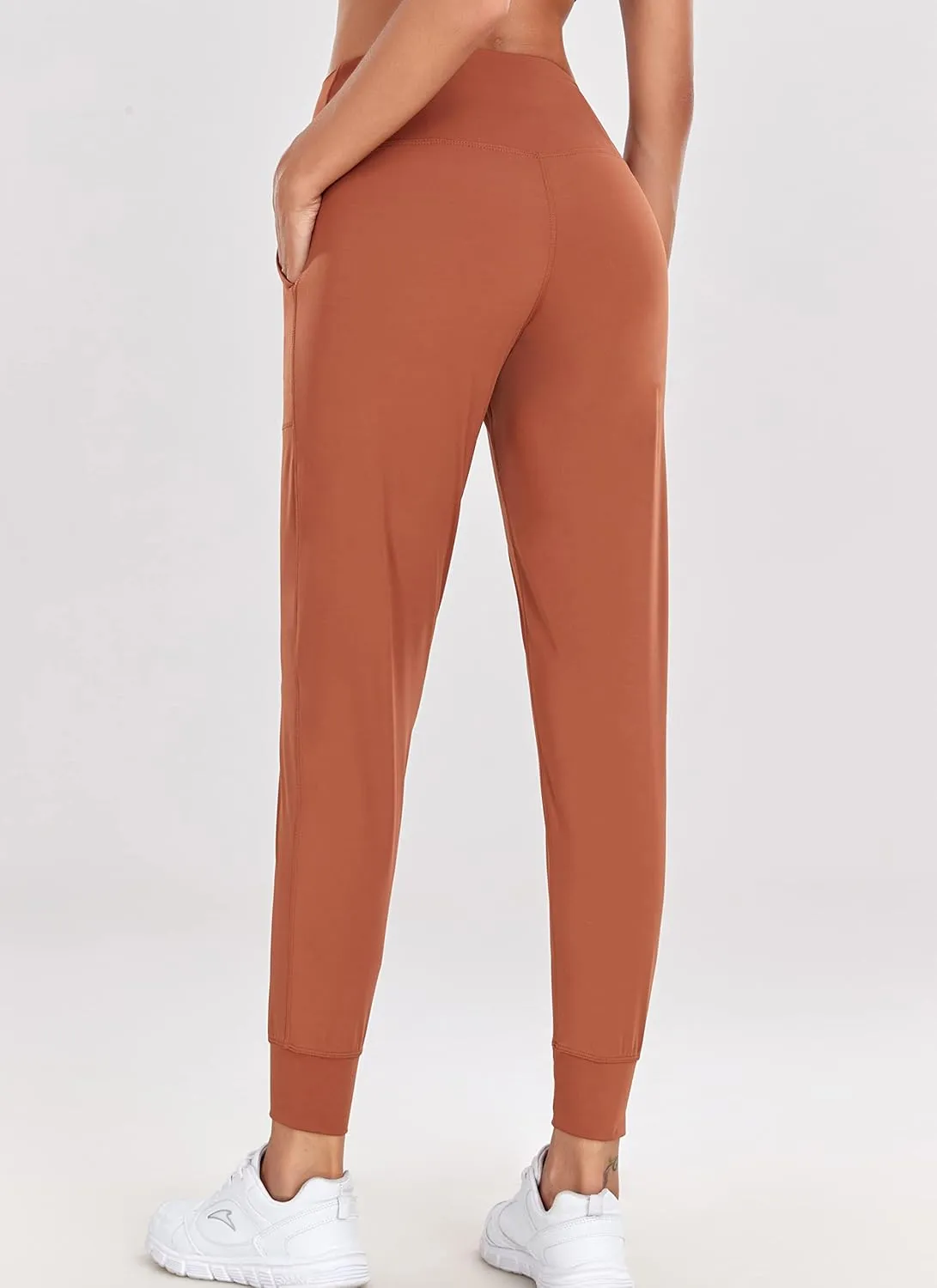 Oalka Women's Joggers High Waist Yoga Pockets Sweatpants Sport Workout Pants