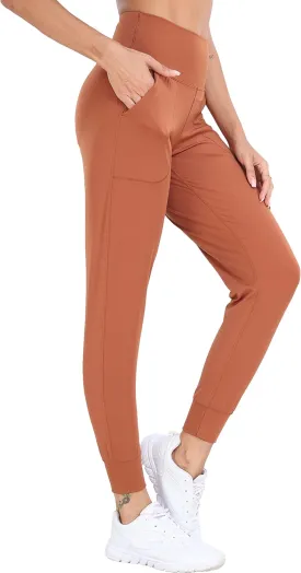 Oalka Women's Joggers High Waist Yoga Pockets Sweatpants Sport Workout Pants