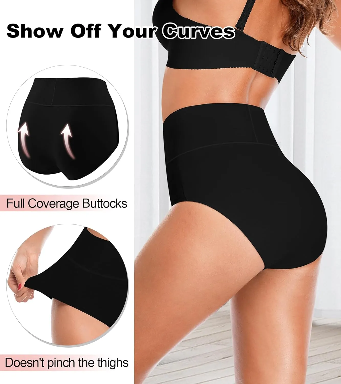 OLIKEME High Waisted Underwear for Women Tummy Control Full Coverage Cotton Ladies Panties Soft Stretch Briefs