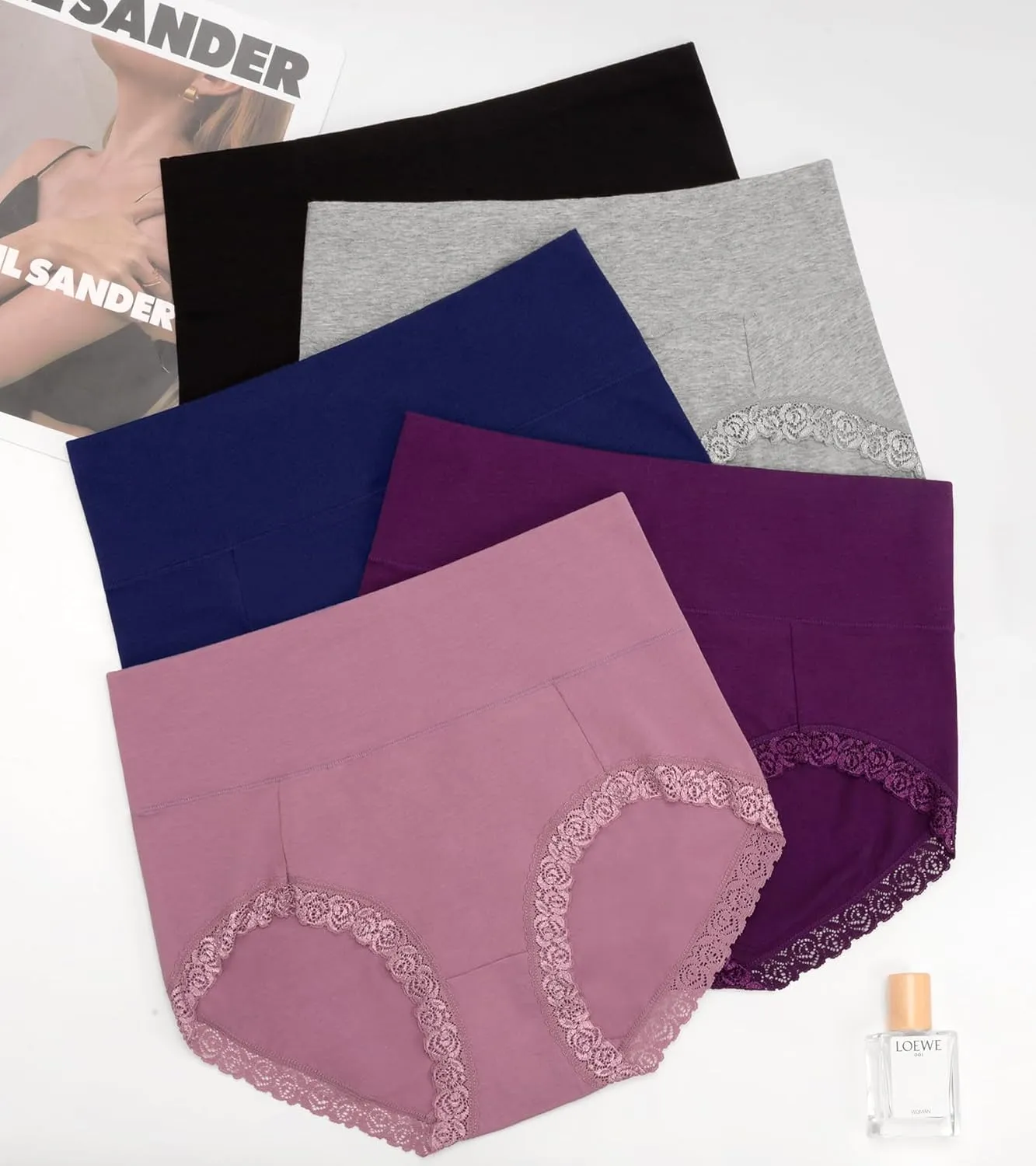 OLIKEME High Waisted Underwear for Women Tummy Control Full Coverage Cotton Ladies Panties Soft Stretch Briefs