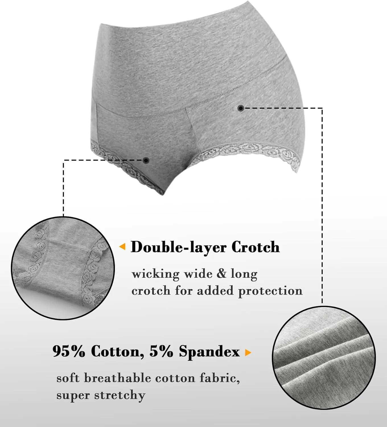 OLIKEME High Waisted Underwear for Women Tummy Control Full Coverage Cotton Ladies Panties Soft Stretch Briefs