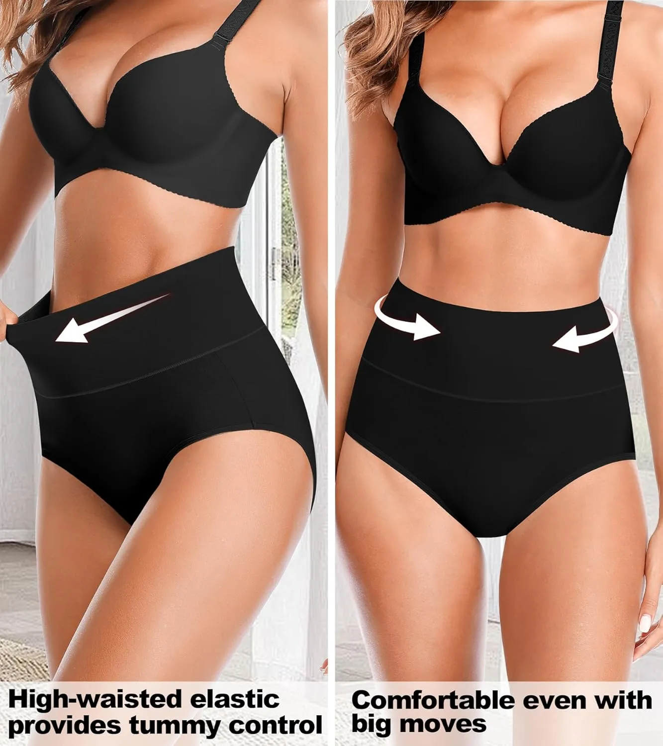 OLIKEME High Waisted Underwear for Women Tummy Control Full Coverage Cotton Ladies Panties Soft Stretch Briefs