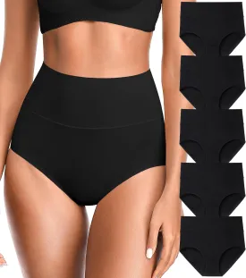 OLIKEME High Waisted Underwear for Women Tummy Control Full Coverage Cotton Ladies Panties Soft Stretch Briefs