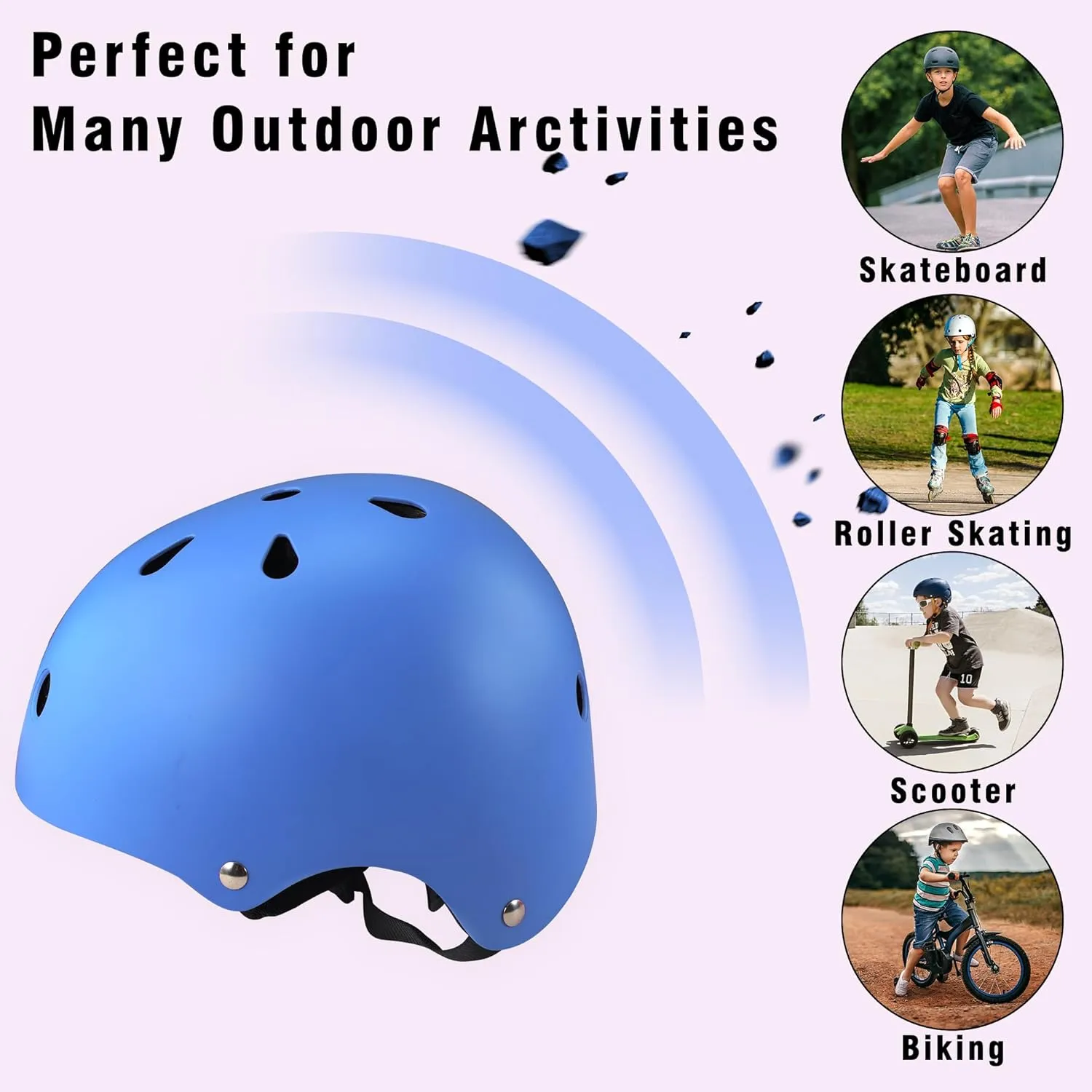 SAITI Kids Bike Helmet, Toddler Helmet for Ages 3-14, Unisex, Multi-Sports, Skateboard, Bicycle, Scooter, Skating, Roller