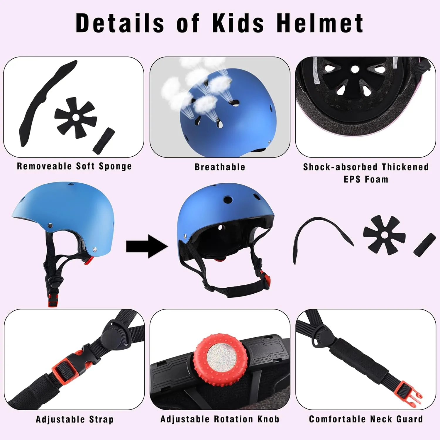 SAITI Kids Bike Helmet, Toddler Helmet for Ages 3-14, Unisex, Multi-Sports, Skateboard, Bicycle, Scooter, Skating, Roller