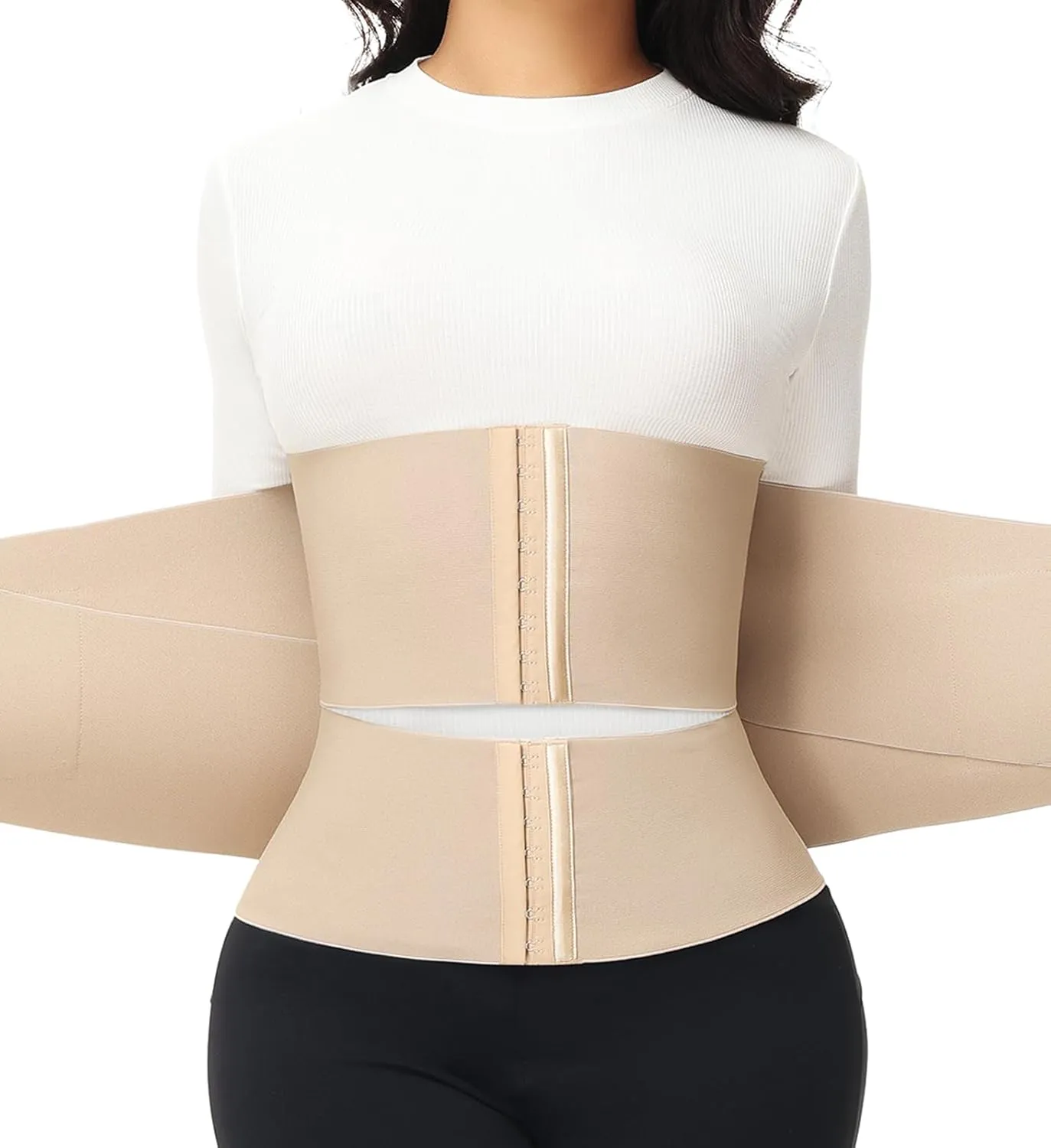 SHAPSHE Waist Trainer For Women Tummy Control Workout Waist Cincher Segmented Triple Wrap Belt Postpartum Girdle with Hooks